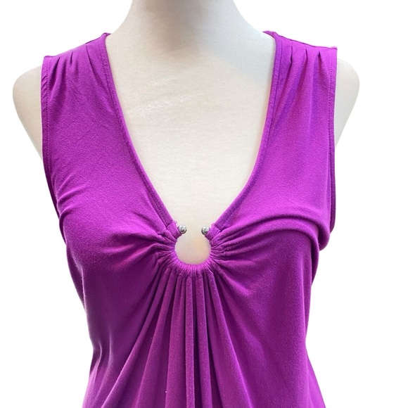 White House Black Market Women's size medium  Purple Ruched Cut Out Tank Top - Picture 4 of 7